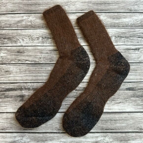 Brand Unknown Men's Alpaca Winter Crew Socks XL Extra Large Dark Brown Red USA - Picture 2 of 6